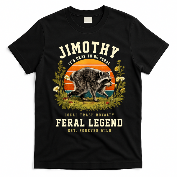 Jimothy Seattle Raccoon Feral Legend Cottagecore Meme T-Shirt - Black