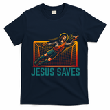 Jesus Saves Soccer Goalkeeper T-Shirt - Navy Blue
