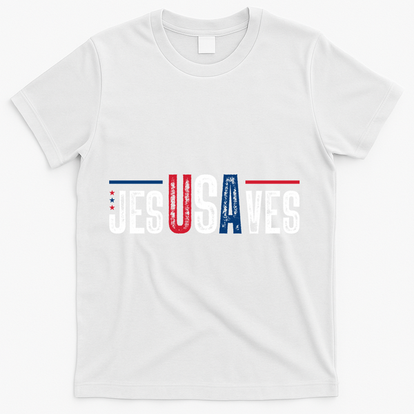 Jesus Saves USA Faith 4th Of July T-Shirt - White