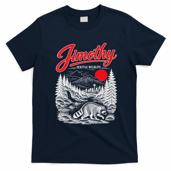 Jimothy Seatle Wildlife Raccoon Viral T-Shirt - Navy Blue