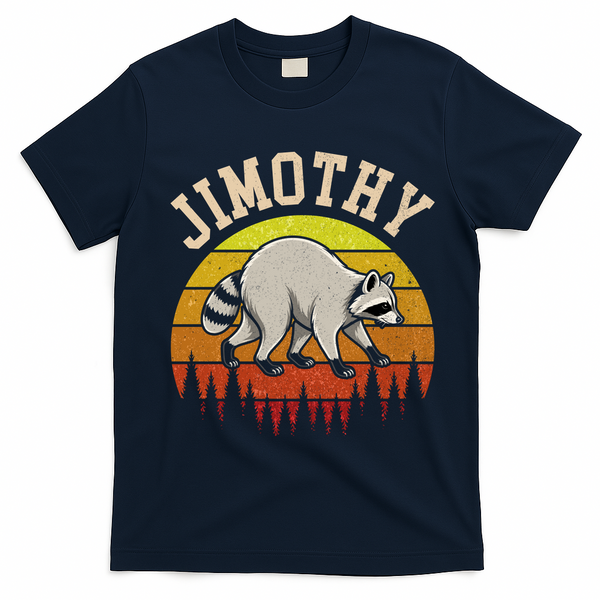 Jimothy The Raccoon Retro Sunset T-Shirt - Navy Blue