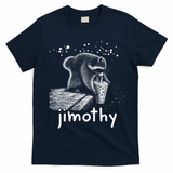 Jimothy The Raccoon Enjoying A Ice Coffee Drink T-Shirt - Navy Blue