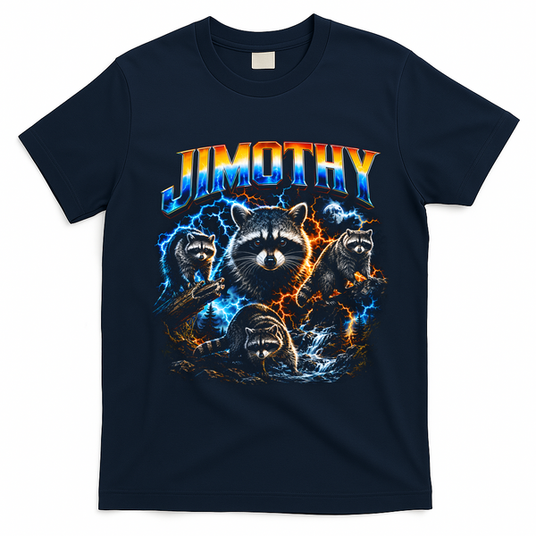 Jimothy Viral Raccoon Meme Funny Raccoon Retro T-Shirt - Navy Blue