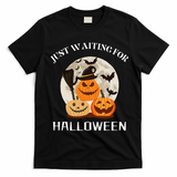 Just Waiting For Halloween Pumpkins T-Shirt - Black