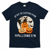 Just Waiting For Halloween Pumpkins T-Shirt - Navy Blue