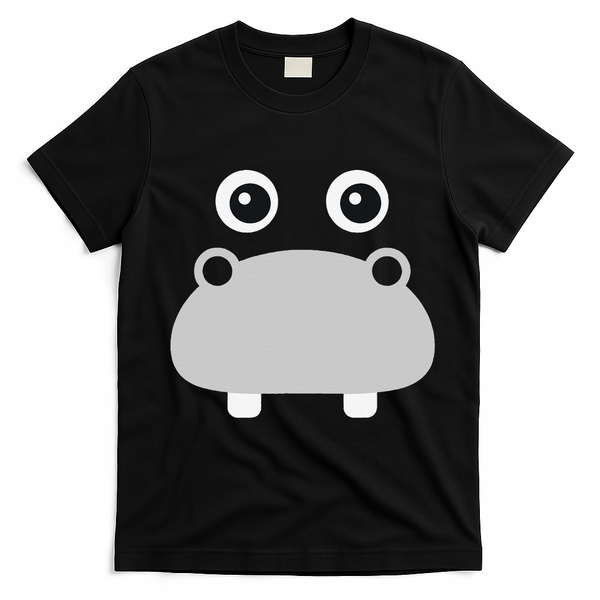 Kawaii Hippo Face Easy Halloween Costume T-Shirt - Black