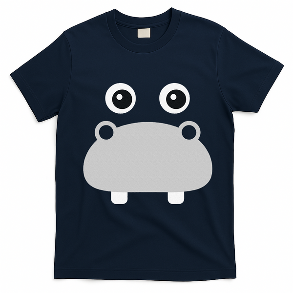 Kawaii Hippo Face Easy Halloween Costume T-Shirt - Navy Blue