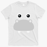 Kawaii Hippo Face Easy Halloween Costume T-Shirt - White