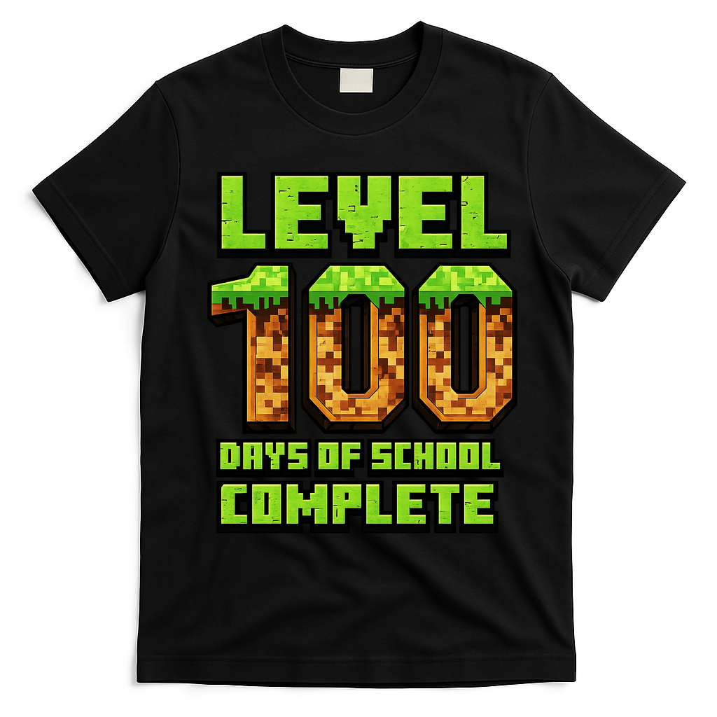 Level 100 Days Of School Complete Gamer  T-Shirt - Black