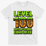 Level 100 Days Of School Complete Gamer  T-Shirt - White