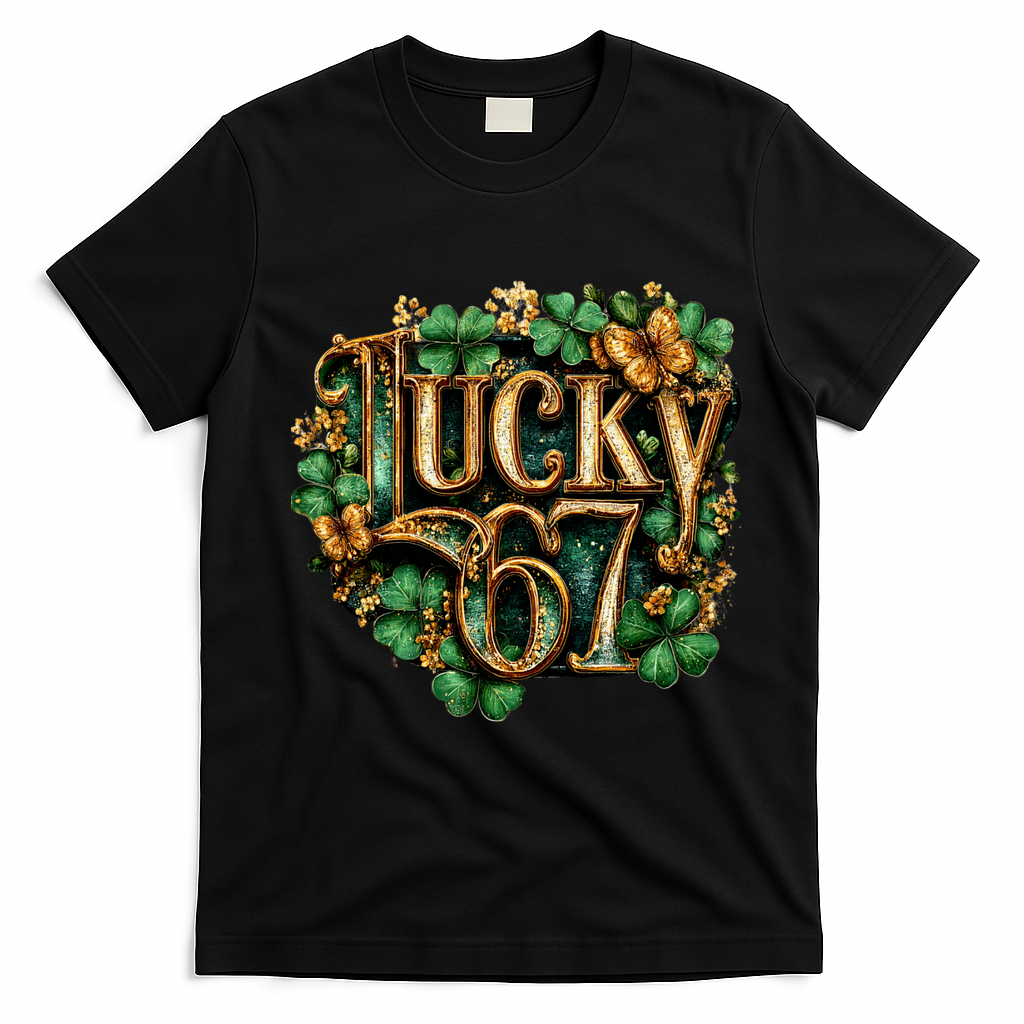 Lucky 67 St Patrick’s Day 6-7 Meme  T-Shirt - Black