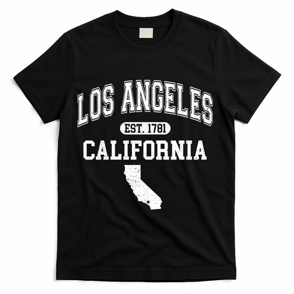 Los Angeles California Est 1781 Varsity T-Shirt - Black