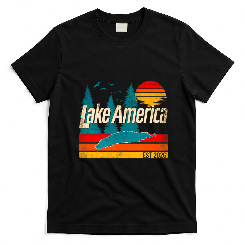 Lake America EST. 2026 Vintage T-Shirt - Black