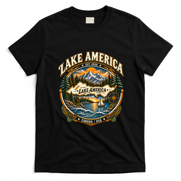 Lake America Est 2026 Canada USA T-Shirt - Black