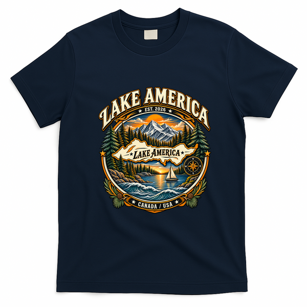 Lake America Est 2026 Canada USA T-Shirt - Navy Blue