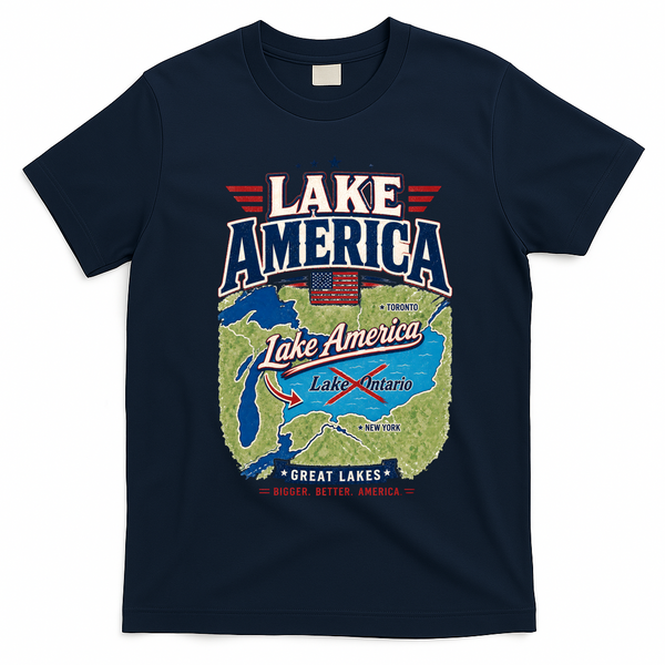 Lake America Great Lakes Not Lake Ontario T-Shirt - Navy Blue