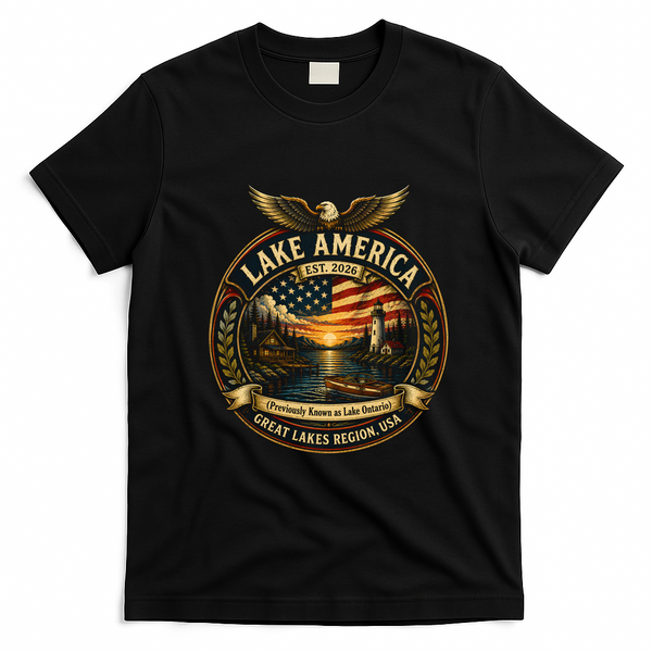 Lake America Great Lakes Vintage USA T-Shirt - Black