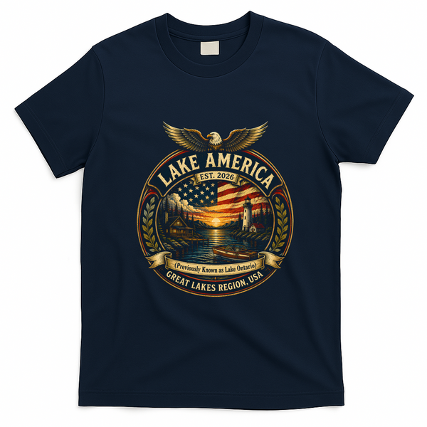 Lake America Great Lakes Vintage USA T-Shirt - Navy Blue