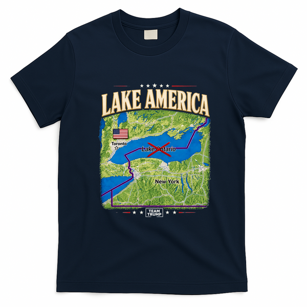 Lake America Map Team Trump Lake Ontario T-Shirt - Navy Blue