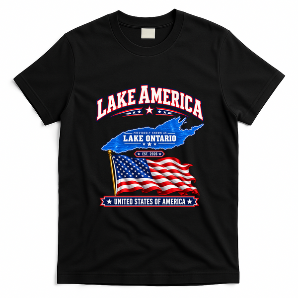 Lake America Ontario USA EST 2026 T-Shirt - Black