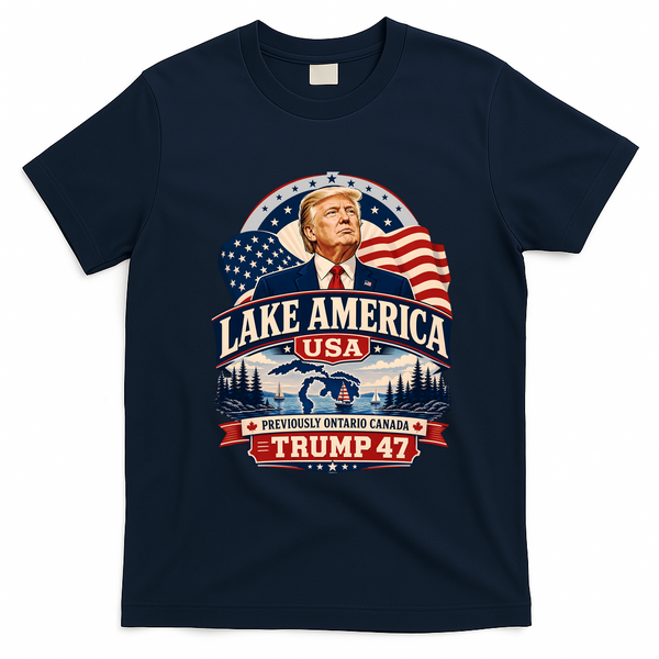 Lake America USA Trump 47 Previously Canada Ontario T-Shirt - Navy Blue