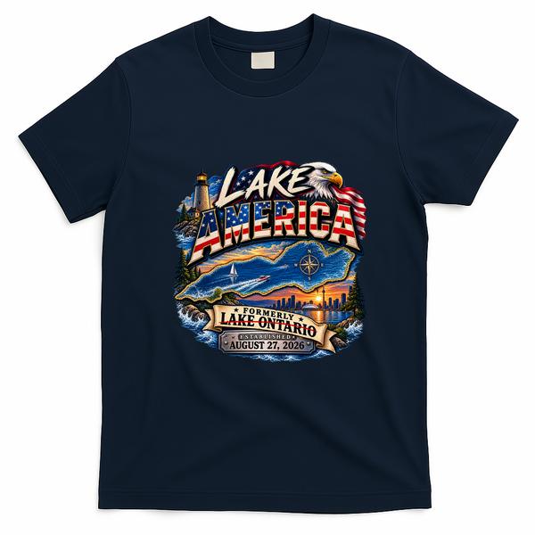 Lake America Vintage Style Formerly Ontario T-Shirt - Navy Blue