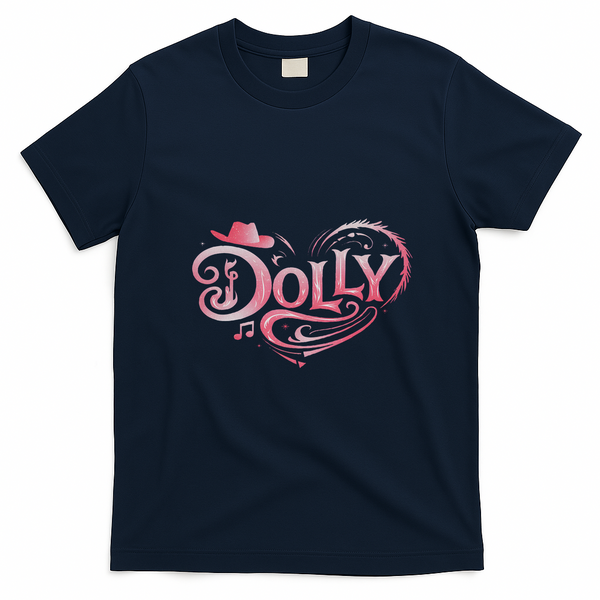 Love Dolly Heart Country Music Fans T-Shirt - Navy Blue