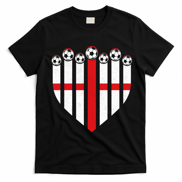 Love England Soccer Flag Fan T-Shirt - Black