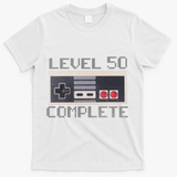 Level 50 Complete Retro Gamer 50th Birthday T-Shirt - White