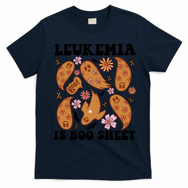 Leukemia Is Boo Sheet Leukemia Cancer Awareness T-Shirt - Navy Blue