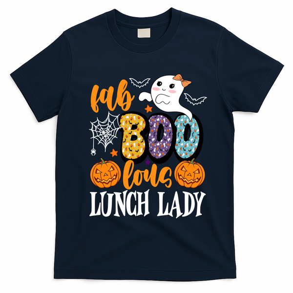 Lunch Lady Boo Halloween Festive Cute T-Shirt - Navy Blue