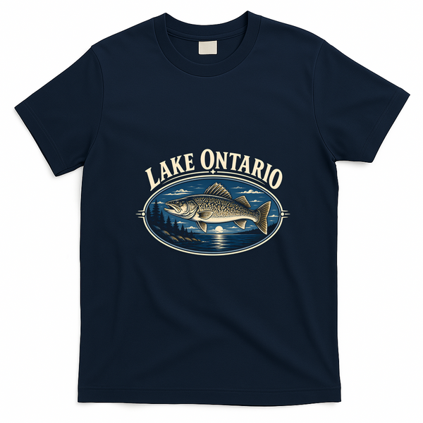 Lake Ontario Bass Fishing T-Shirt - Navy Blue