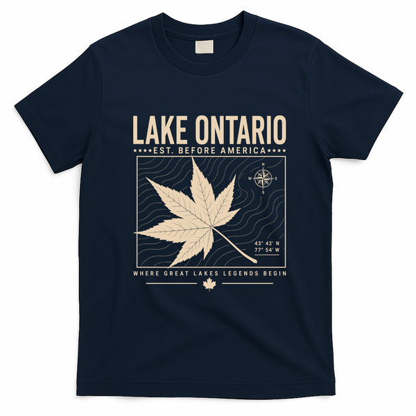 Lake Ontario Before America Legends Begin T-Shirt - Navy Blue