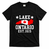 Lake Ontario EST 1615 Canadian Flag Canada T-Shirt - Black