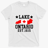 Lake Ontario EST 1615 Canadian Flag Canada T-Shirt - White