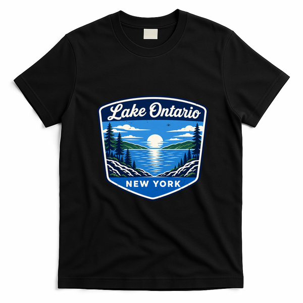Lake Ontario New York Vintage T-Shirt - Black