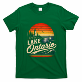 Lake Ontario Sunset Lighthouse Sailing Vintage T-Shirt - Irish Green