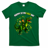 Leprechaun Riding Dino Happy Pat-rex Day T-rex T-Shirt - Irish Green