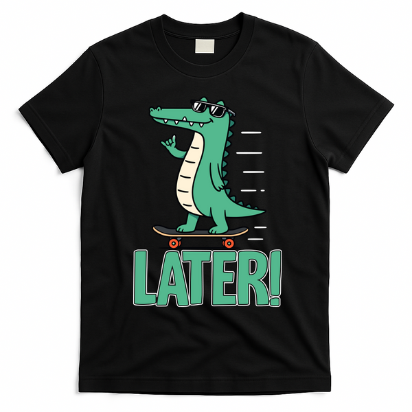 Later Skater Alligator T-Shirt - Black