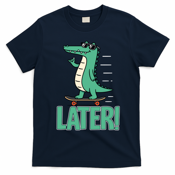 Later Skater Alligator T-Shirt - Navy Blue