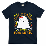 Little Sister Boo Crew Ghost Matching Family Halloween T-Shirt - Navy Blue