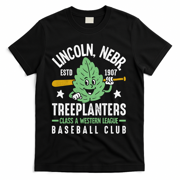 Lincoln Treeplanters Nebraska Vintage Baseball Team T-Shirt - Black
