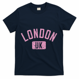 London Uk Arched Text Distressed Print T-Shirt - Navy