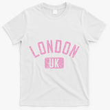 London Uk Arched Text Distressed Print T-Shirt - White