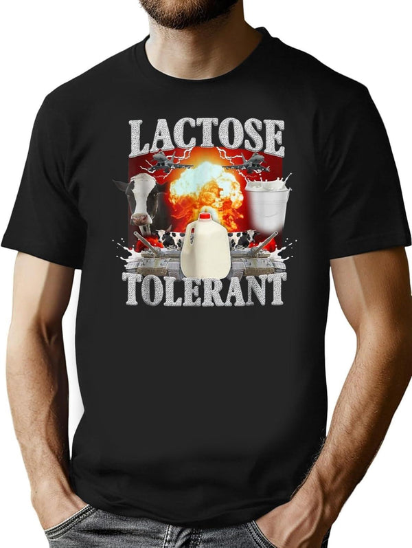 Lactose Tolerant Funny Black T-Shirt - Black