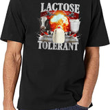 Lactose Tolerant Funny Black T-Shirt - White