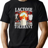 Lactose Tolerant Funny Black T-Shirt - Green