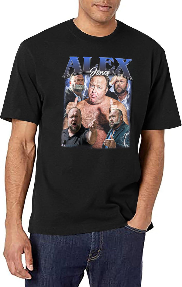 Limited Alex Jones Vintage Shirt Gift for Woman anda Man Black T-Shirt - White