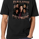 Limited Damon Salvatore Vintage Gift for Woman and Man Black T-Shirt - White