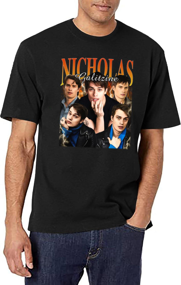 Limited Nicholas Galitzine Vintage Shirt Gift for Woman and Man Black T-Shirt - White